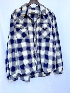 TECOVAS | MEN’S PERFORMANCE WESTERN PLAID BLUE & WHITE PEARL SNAP SHIRT XL